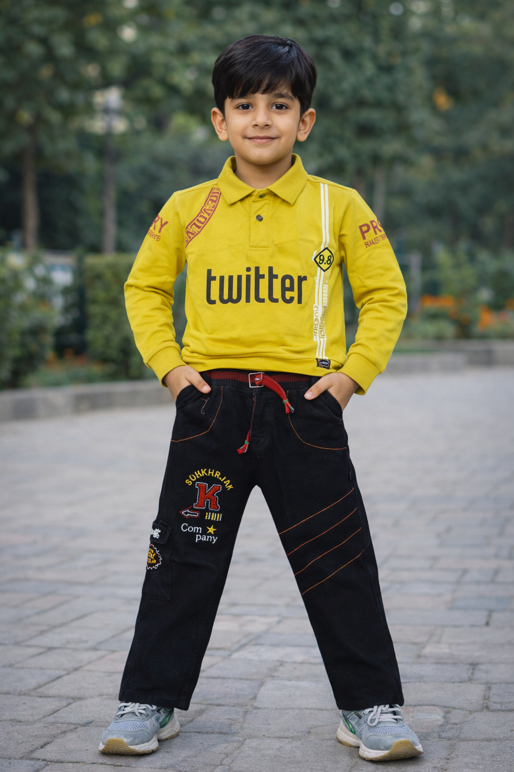 Boys Paris Polo & Cargo Pants Set (2-Piece)- SET 4 (3 Color Option)