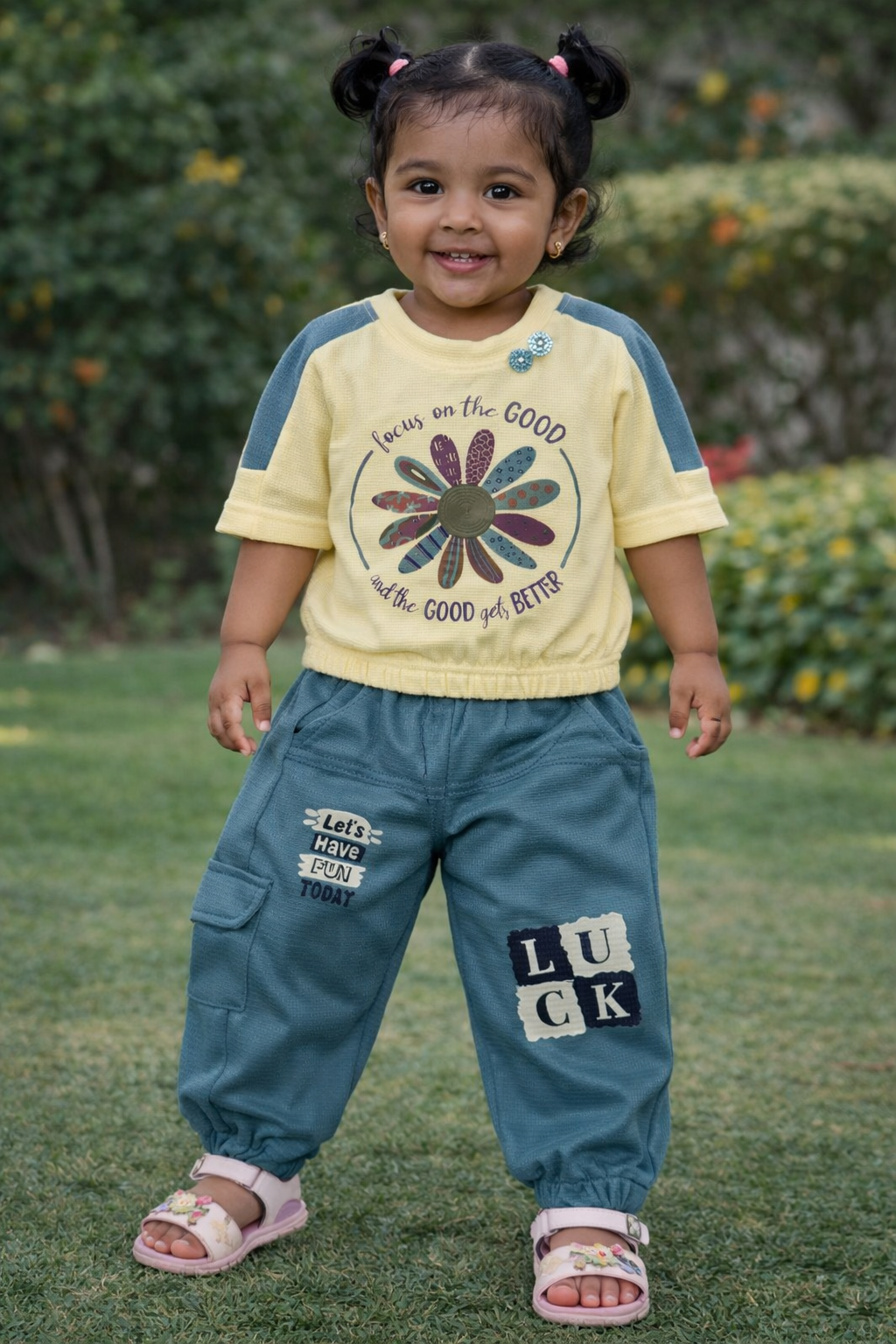 Toddler Girls Printed Top & Jogger Set – Soft Comfort Everyday Wear