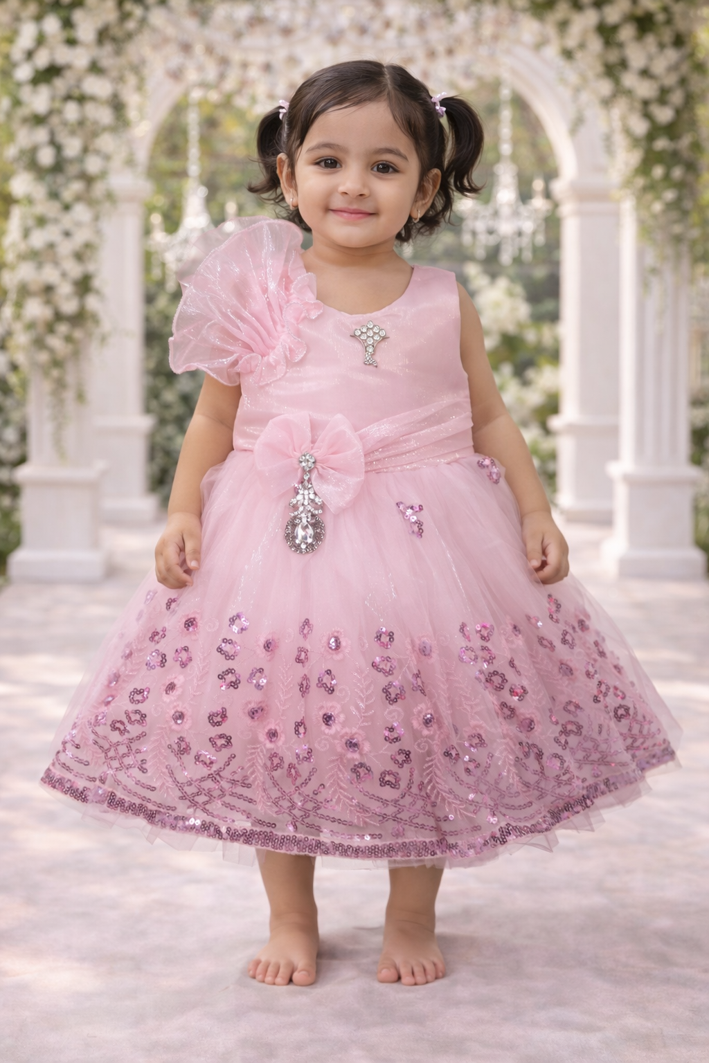 Peach Fairy Party Dress for Girls