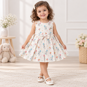 Toddler modeling bunny balloon dress from Inaabia 4-dress combo set