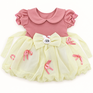 Pink and lemon bunny bow dress