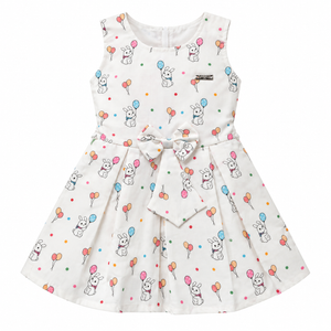 White bunny and balloon print girls dress from Inaabia 4 dress combo set size 2 to 3 years