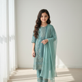 Aisha Mint Embroidered Eid Suit for Girls