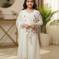 Ivory Rose Embroidered Palazzo Set for Girls