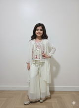 Ivory Blossom Embroidered Palazzo Set for Girls
