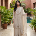 Elegant Embroidered Jacket & Palazzo Set for Girls Set 1