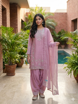 Elegant pink Embroidered Kurti & Palazzo Set for Girls Set