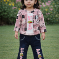 Inaabia Pretty Toddler Girls 2-Piece Outfit Set – Printed Jacket, Top & Pants | Stylish Kids Casual Wear 2 (Copy)