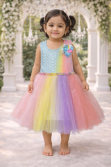 Pastel Rainbow Party Dress for Girls