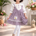 Sweet Mauve Pinafore Set with White Leggings