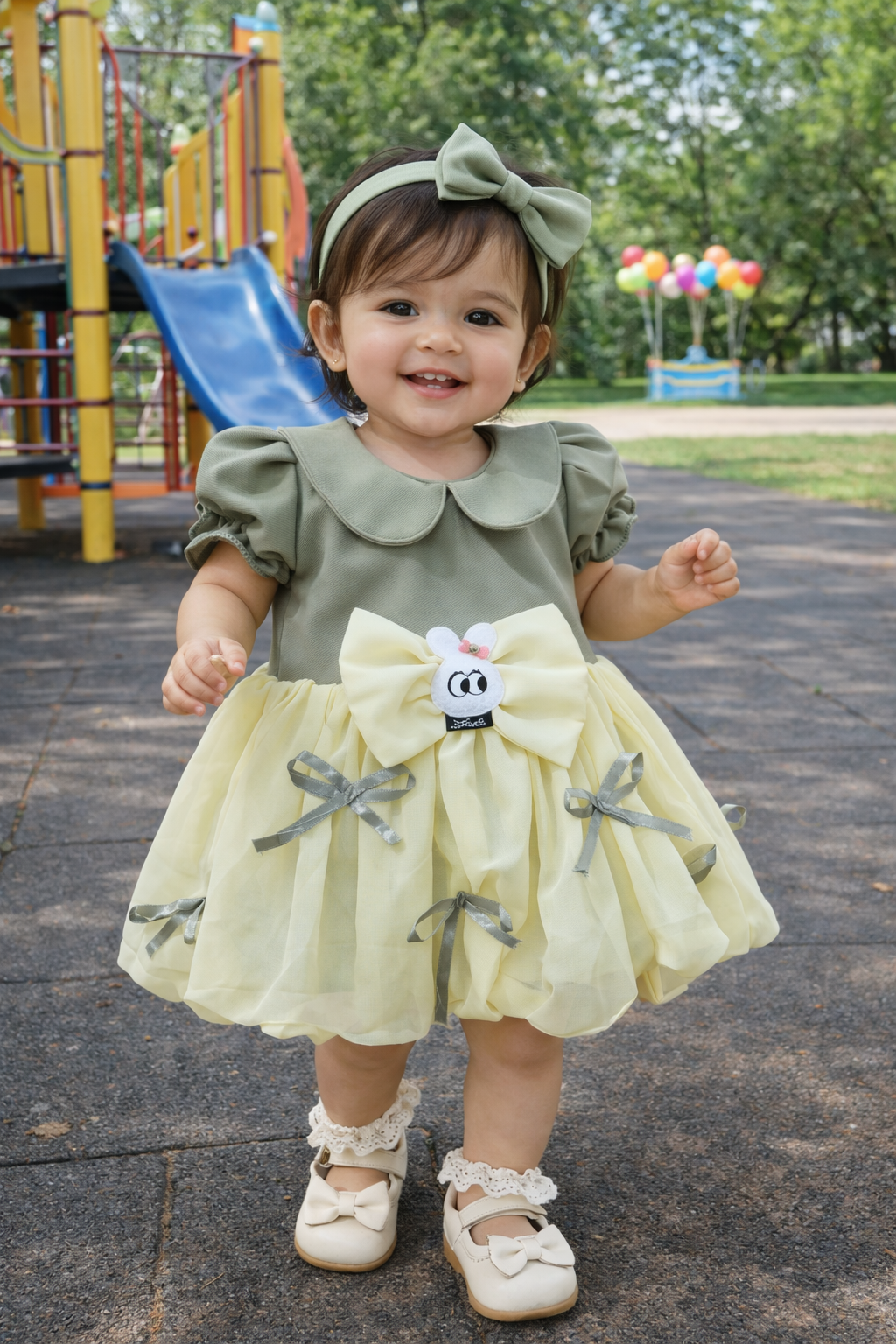 Baby Girl Party Dress – Elegant Bow Detail - Set 2