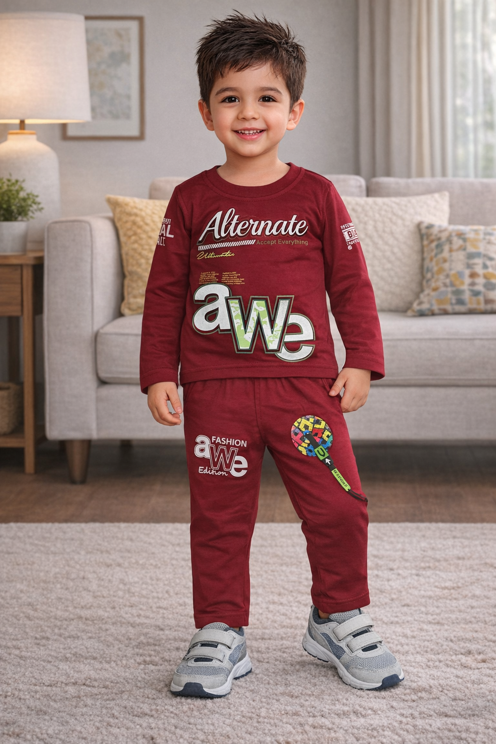 Boys 3-Pack T-Shirt & Pants Set | Red, Green & Navy | Combo Offer