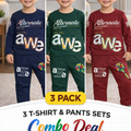 Boys 3-Pack T-Shirt & Pants Set | Red, Green & Navy | Combo Offer