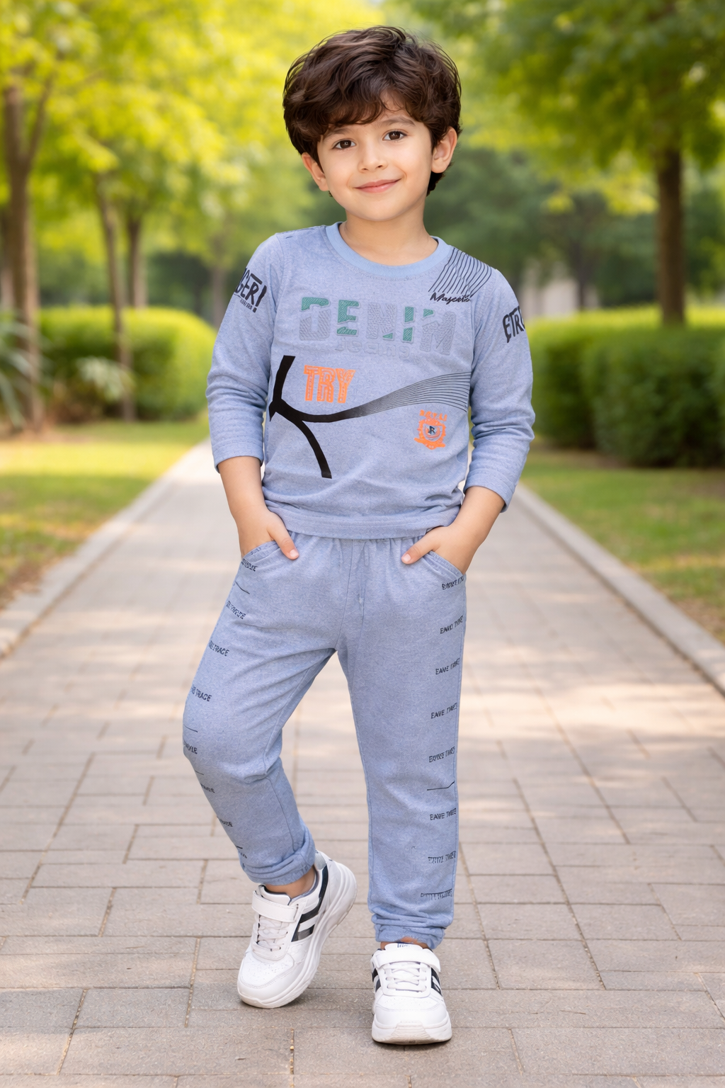 Boys Printed T-Shirt & Jogger Set – Comfortable Casual Wear majestic