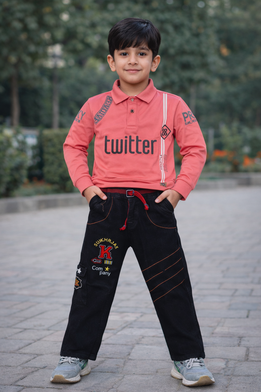 Boys Paris Polo & Cargo Pants Set (2-Piece)- SET 4 (3 Color Option)