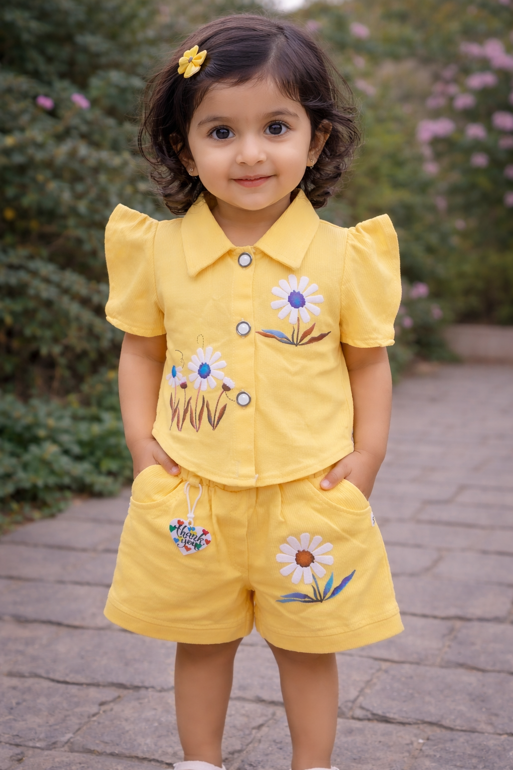 Girls Floral Co-Ord Set – Shirt & Shorts Combo