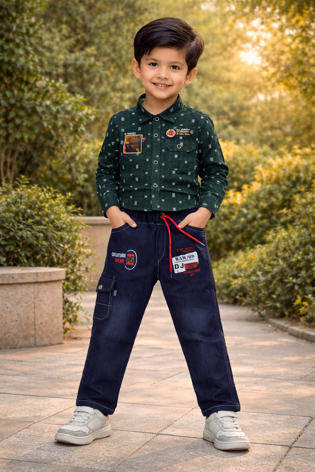 Boys Smart Casual Shirt & Denim Pants Set (2-Piece Outfit) Set 2
