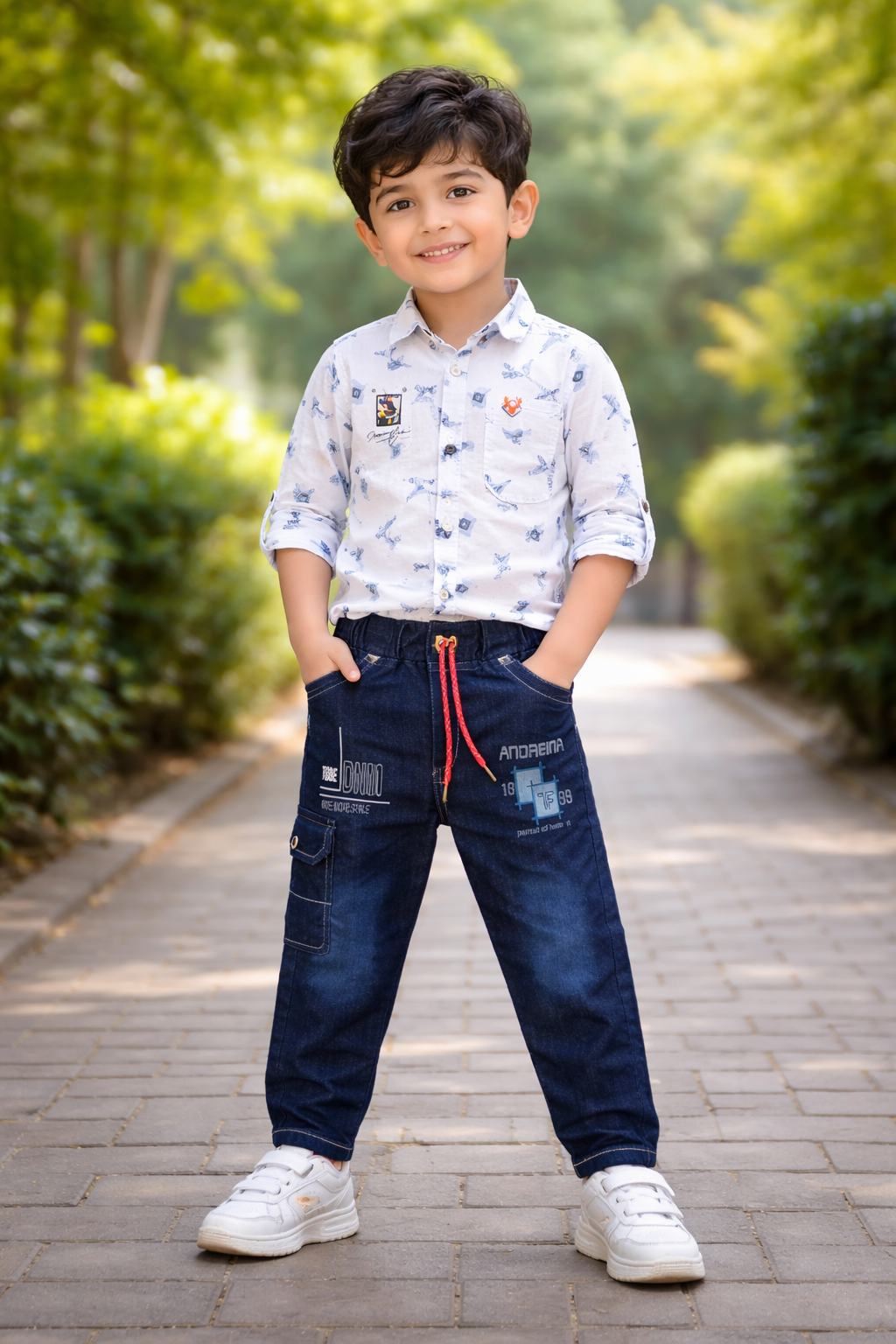 Boys Printed Casual Shirt & Denim Jogger Set – Premium Everyday Wear Set 2
