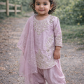 Pink Embroidered and Stone work Kurta & Palazzo Set for Baby Girls