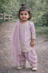 Pink Embroidered and Stone work Kurta & Palazzo Set for Baby Girls