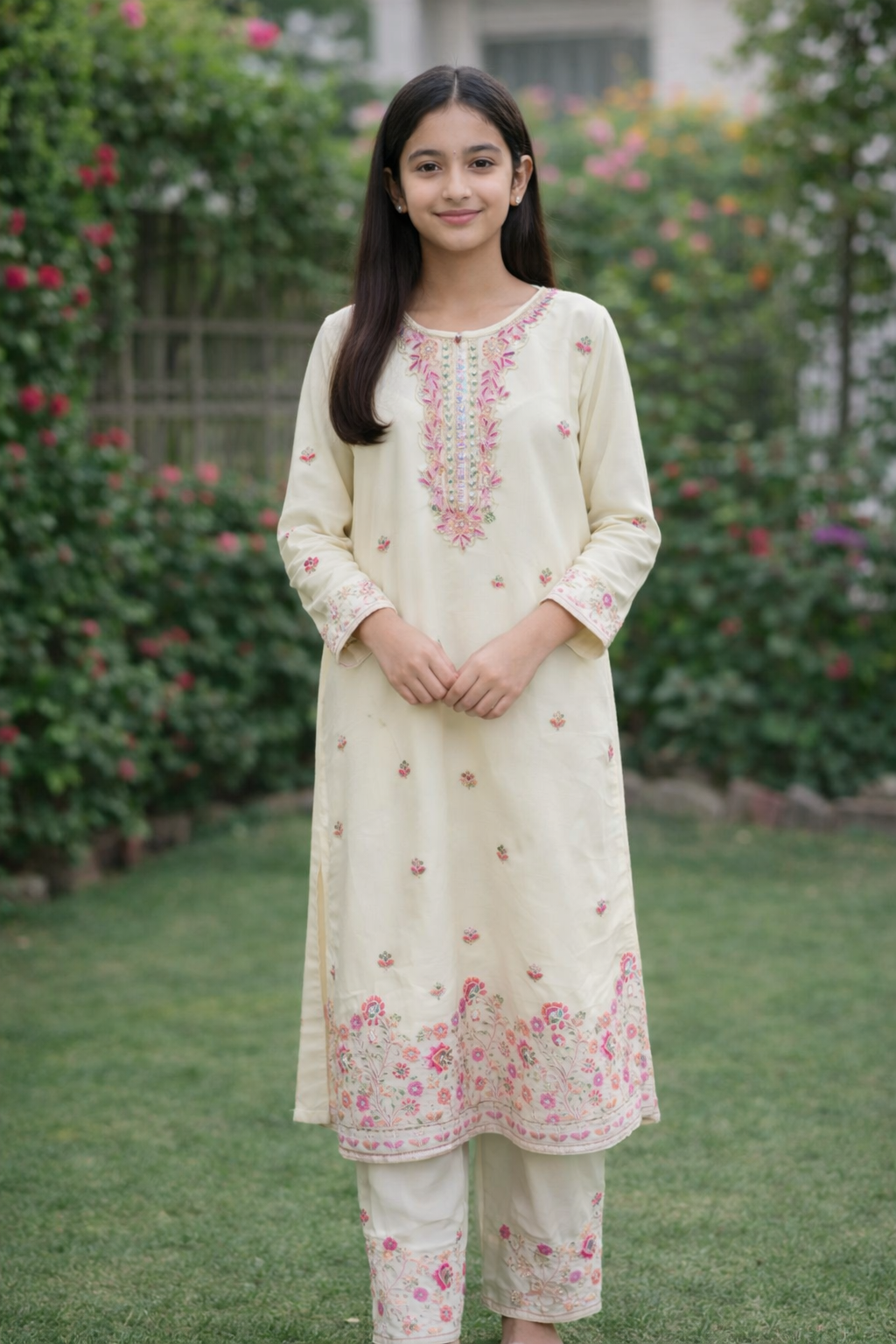 Elegant Embroidered Kurta & Palazzo Set for Girls Set 2