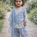 Blue Embroidered Kurta & Palazzo Set for Baby Girls