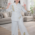 Inaabia Girls White Floral Embroidered Co-Ord Set (Top & Palazzo) – Elegant Casual Party Wear