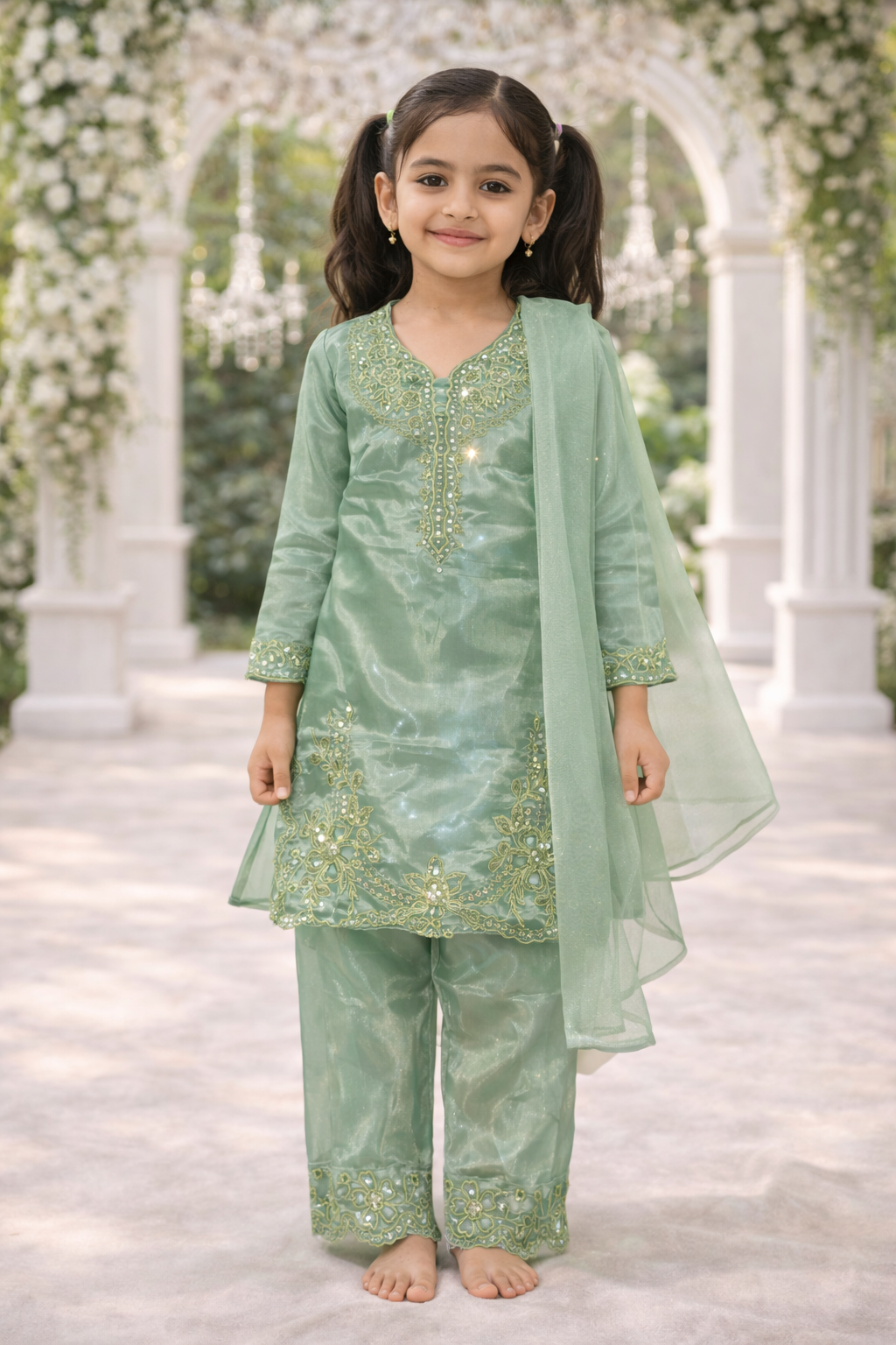 Elegant Embroidered Girls’ Suit Set