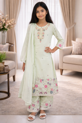 Elegant Embroidered Kurta & Palazzo Set for Girls