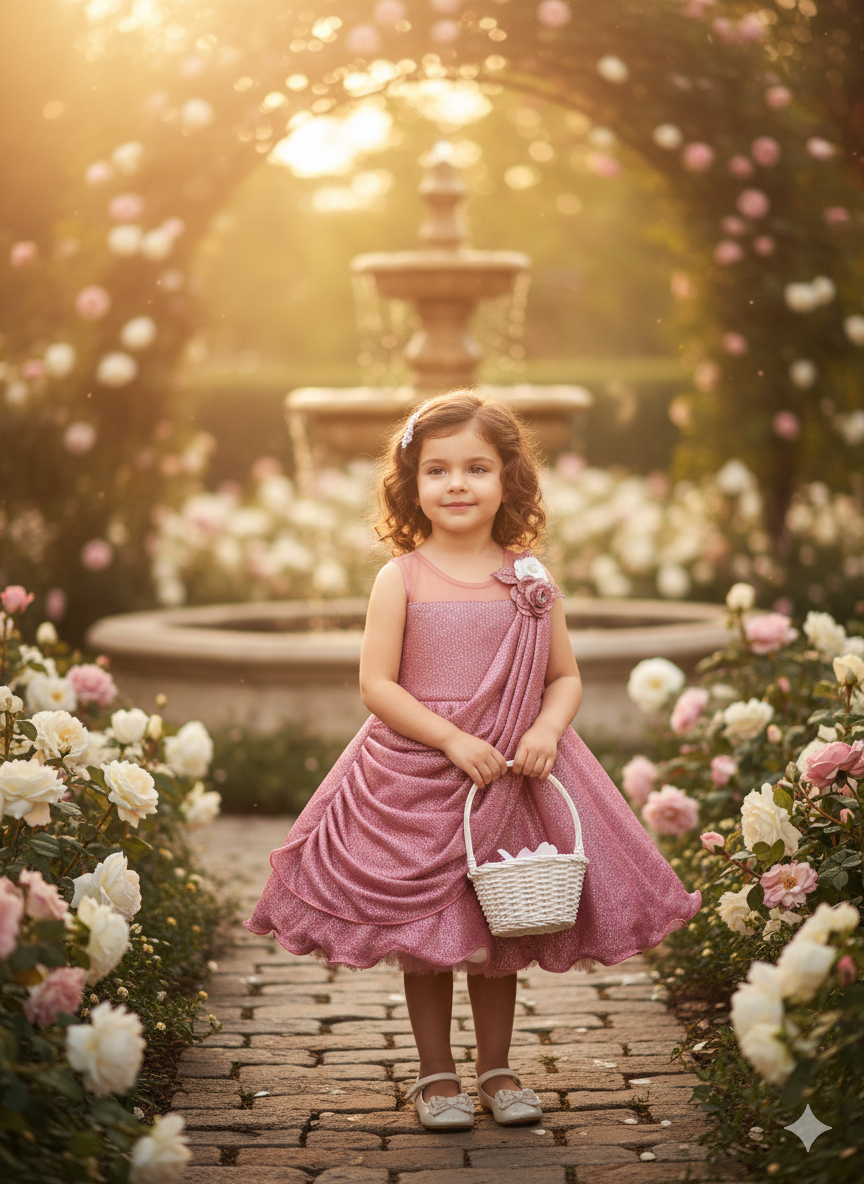 Seraphina Enchanted Garden Shimmer Dress – Rose Quartz