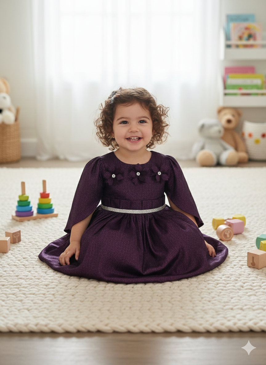 Royal Plum Party Dress for Baby Girls