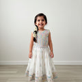 Pastel Embellished Kids Lehenga Set (White)