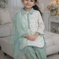 Noor Pastel Mint Printed Eid Suit for Girls