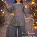 Inaabia Moonlit Grace Eid Set – Charcoal Floral Festive Suit