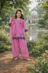 Inaabia Pink Blossom Eid Set – Rose Embroidered Festive Suit