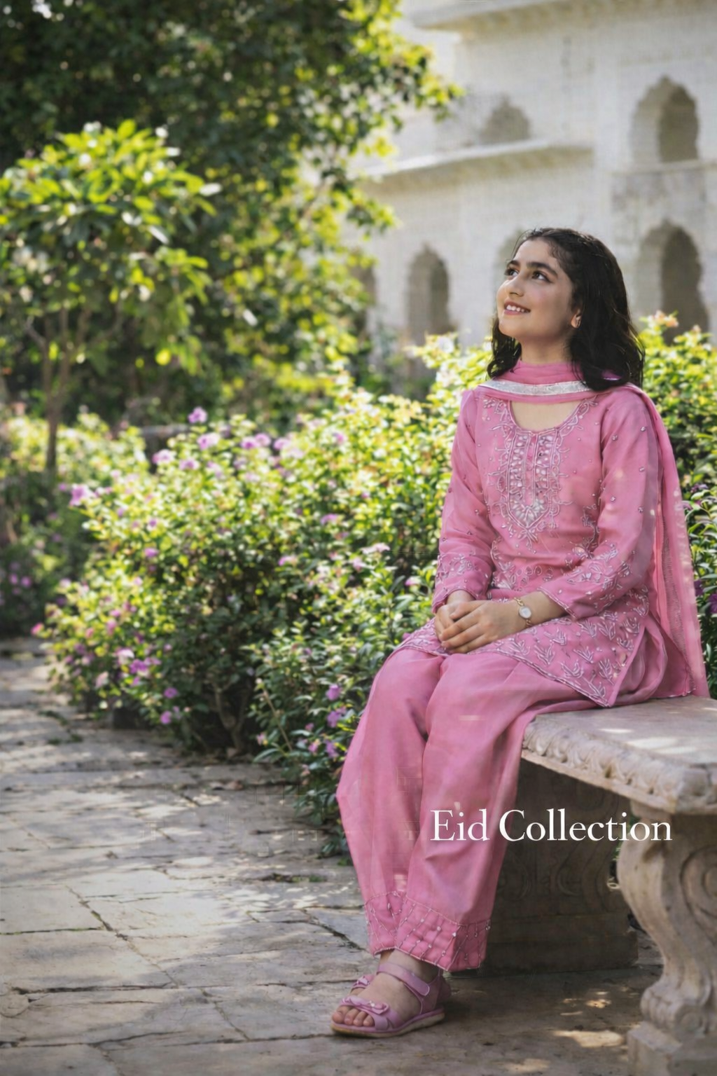 Inaabia Rosé Charm Eid Set – Blush Pink Embroidered Suit