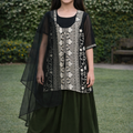 Emerald Green Embroidered Sharara Set for Girls