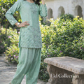 Inaabia Mint Serenity Eid Set – Pastel Green Embroidered Suit