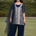 Royal Navy Embroidered Sharara Set for Girls