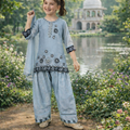 FB1061 - Inaabia Sky Blossom Eid Set – Powder Blue Embroidered Suit