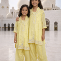 Sunshine Yellow Embroidered Festive Kurta Set for Girls