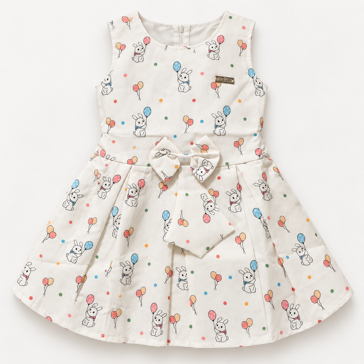 Inaabia ivory bunny balloon toddler dress from 4-dress combo set