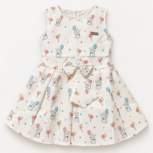 Inaabia ivory bunny balloon toddler dress from 4-dress combo set