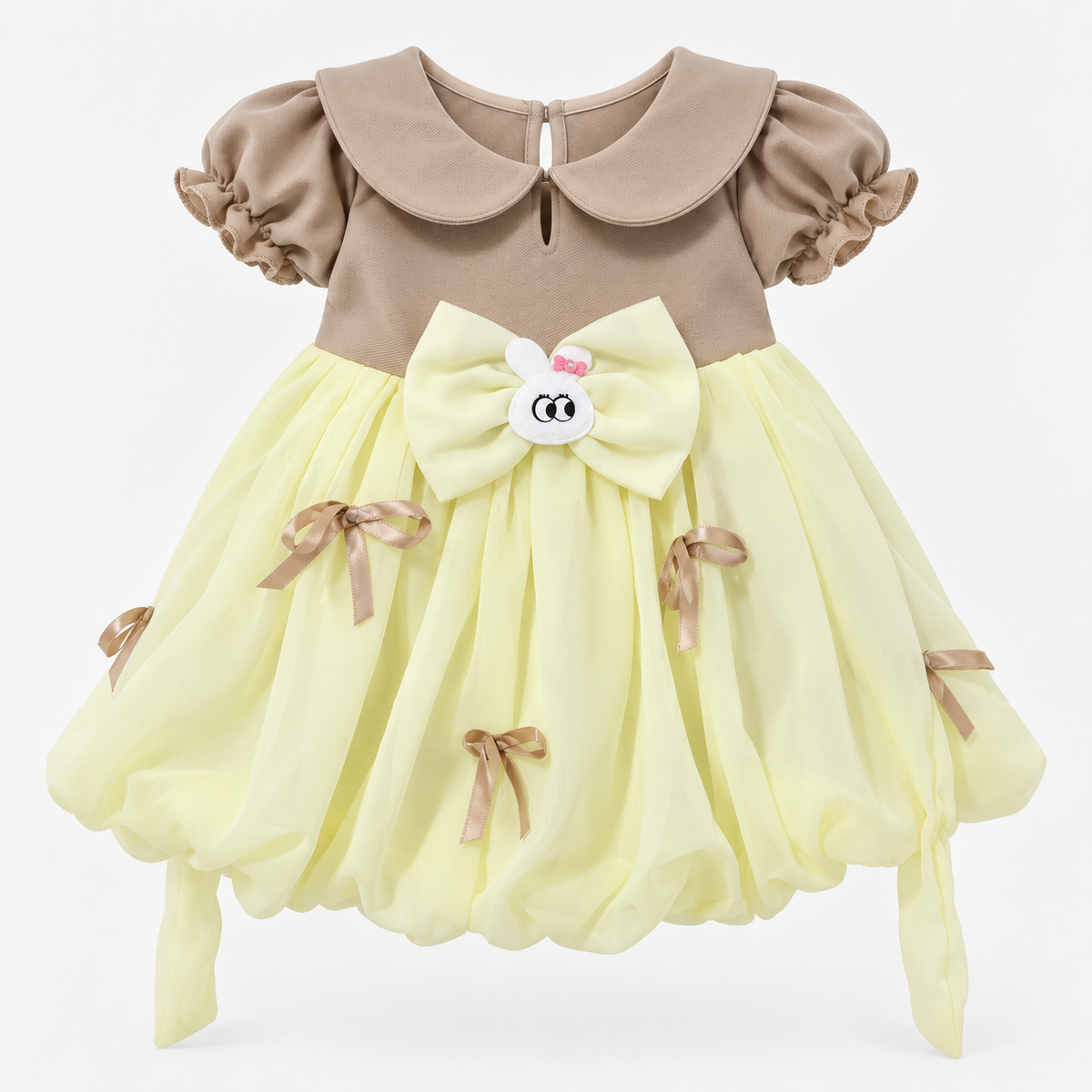 Inaabia pink floral bunny toddler dress from 4-dress combo set
