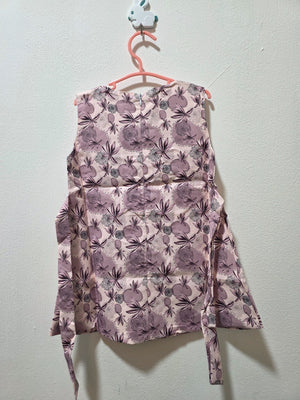 Original back view of pink and blue botanical dress in Inaabia 4-dress combo