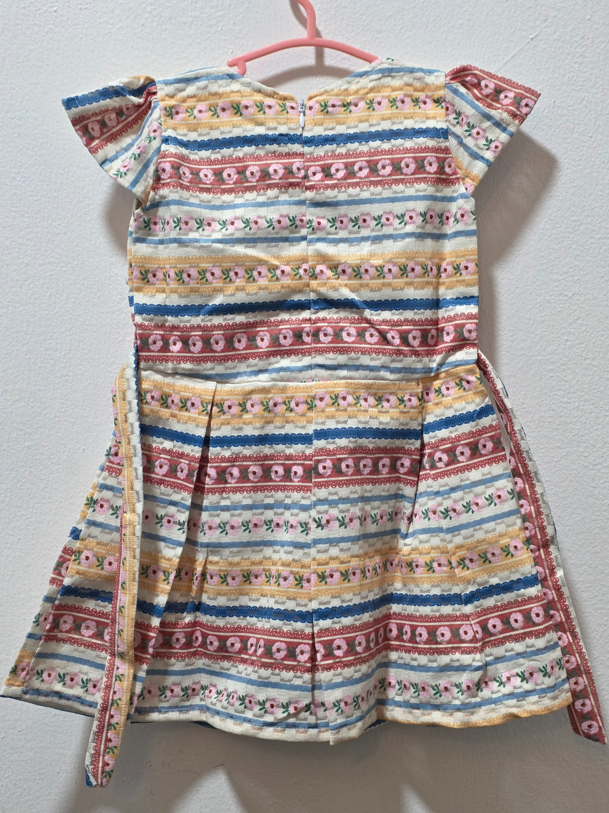 Original back view of striped floral girls dress in Inaabia 4-dress combo