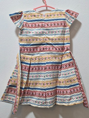 Original back view of striped floral girls dress in Inaabia 4-dress combo