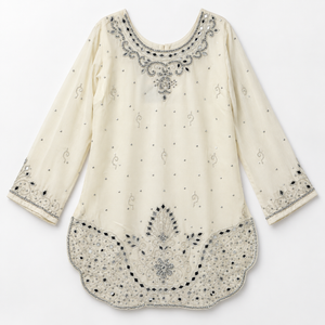 Cream embellished tunic front