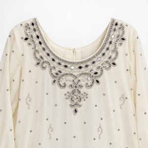 Silver embellished scoop neckline detail
