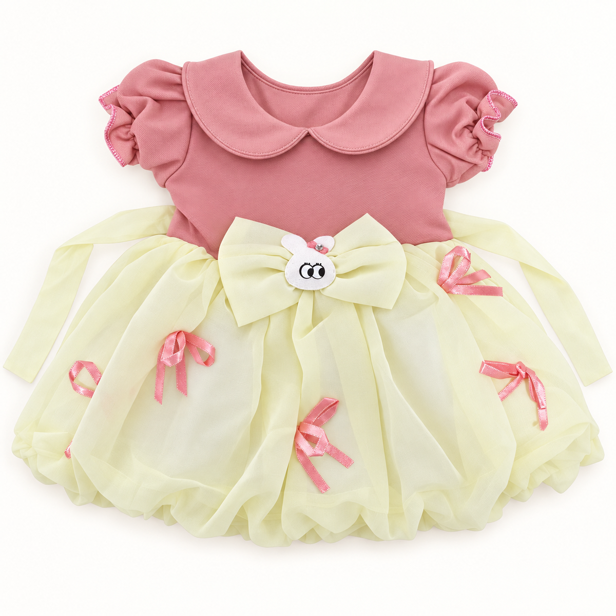Pink and lemon bunny bow dress